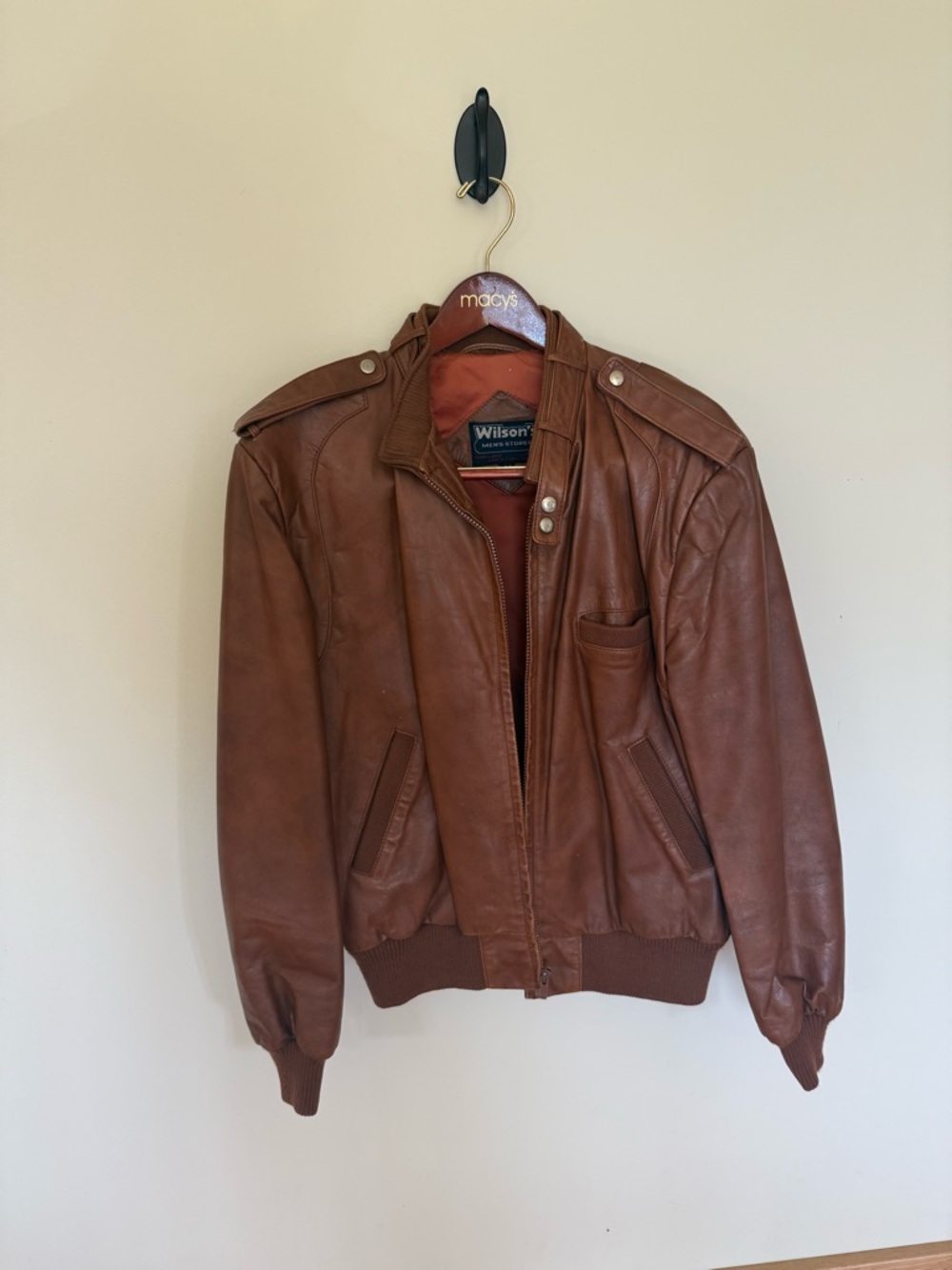 Wilson Brown Leather Bomber Jacket - Men's